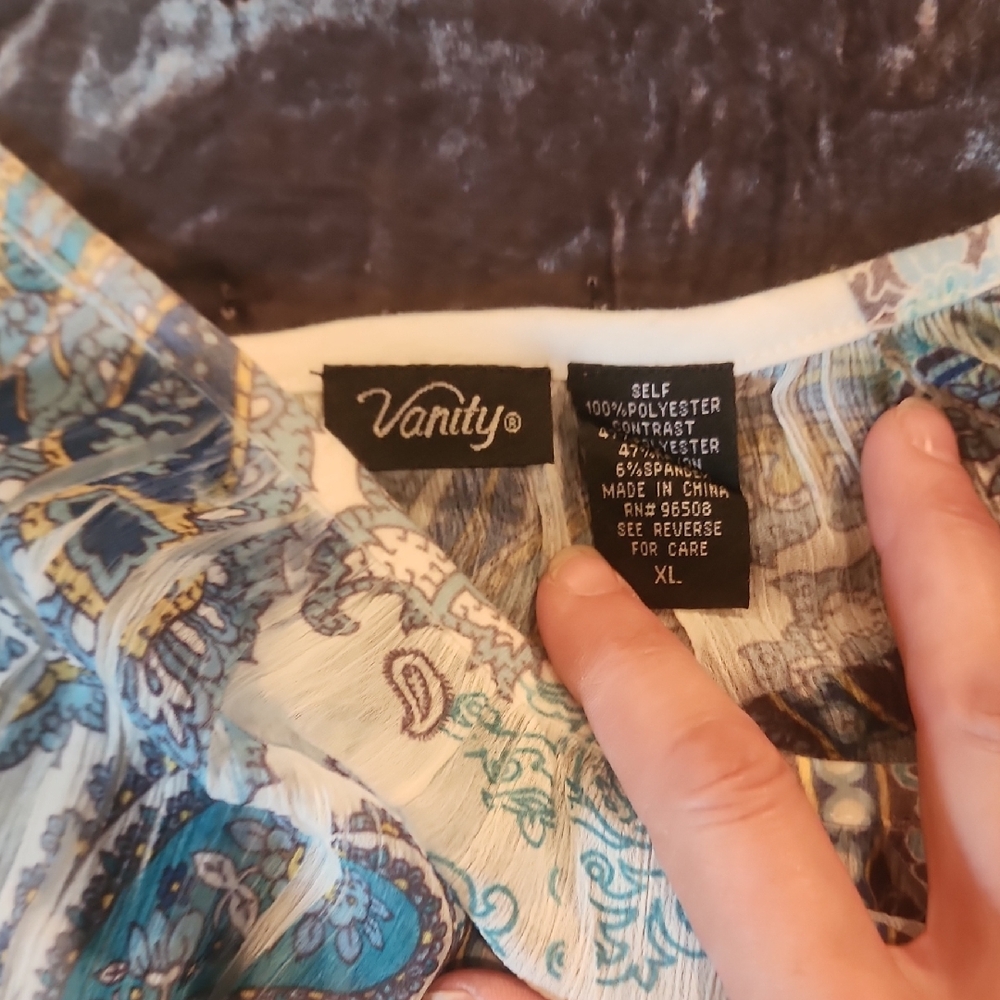 Vanity Blue and Green Paisley Top